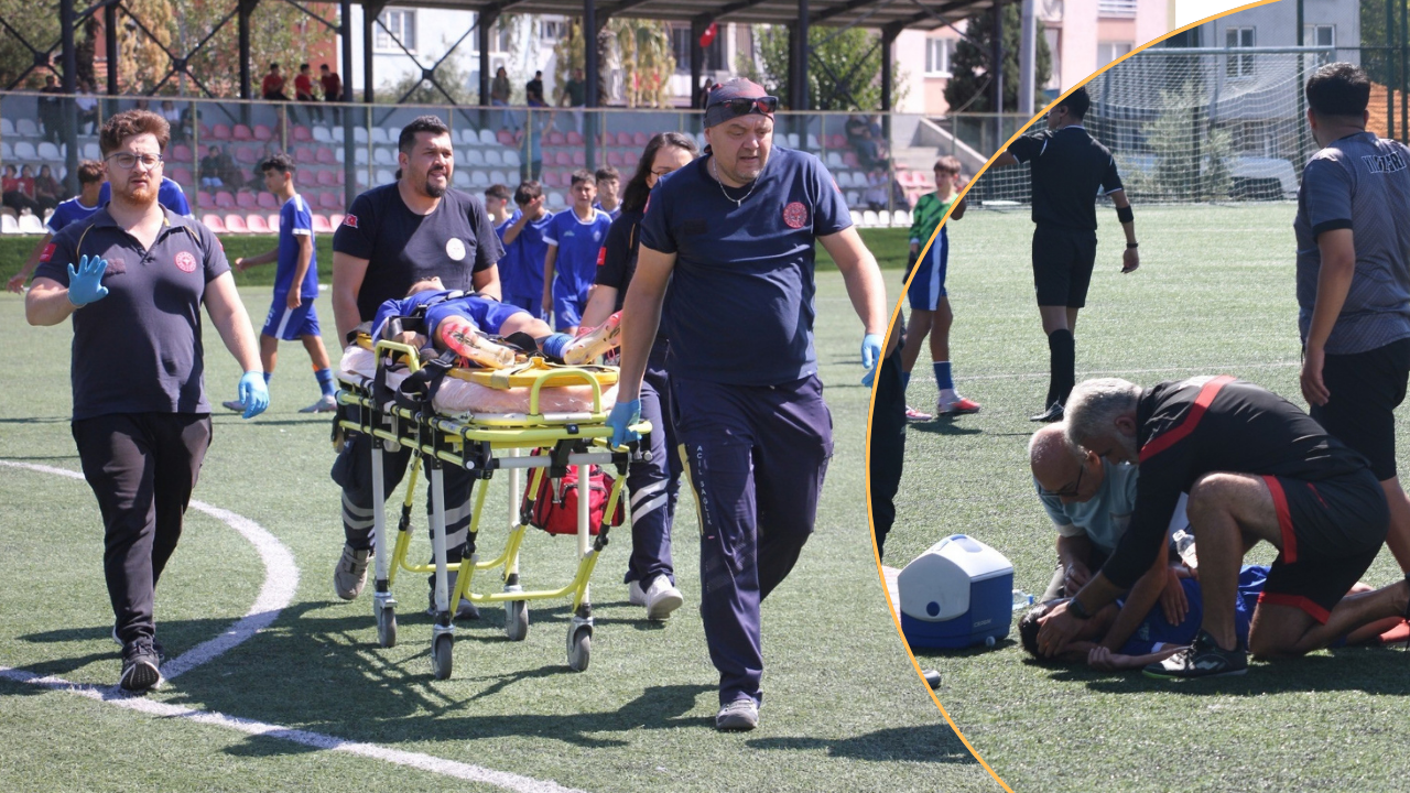 Denizli'de maçın ortasında korku dolu anlar: 13 yaşındaki futbolcunun dili boğazına kaçtı