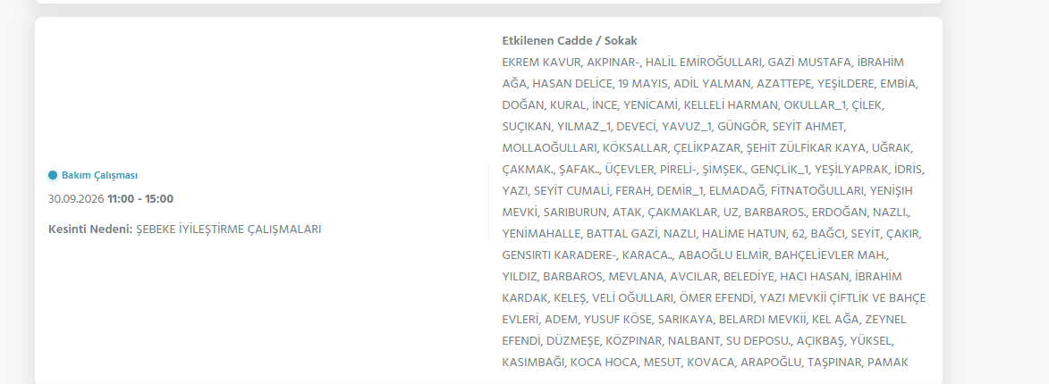 Ankara elektrik kesintisi 28-29-30 Eylül! Başkent EDAŞ elektrik kesintisi programı