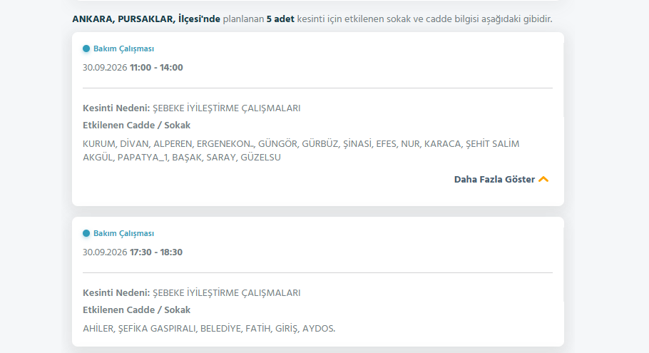 Ankara elektrik kesintisi 28-29-30 Eylül! Başkent EDAŞ elektrik kesintisi programı