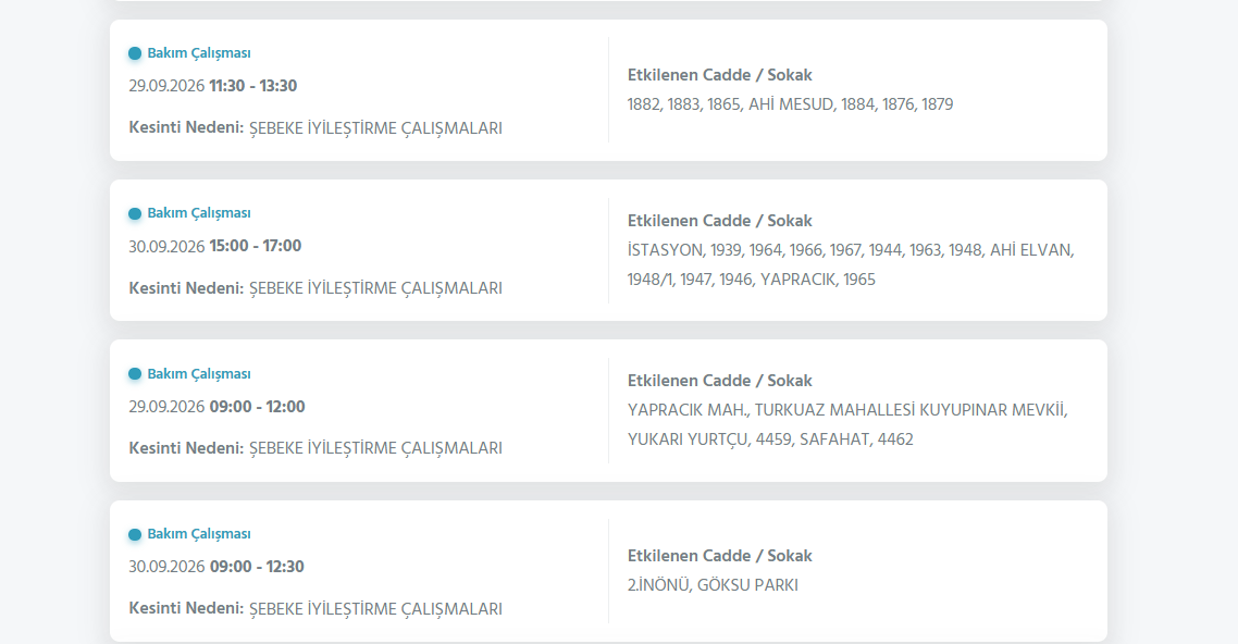 Ankara elektrik kesintisi 28-29-30 Eylül! Başkent EDAŞ elektrik kesintisi programı