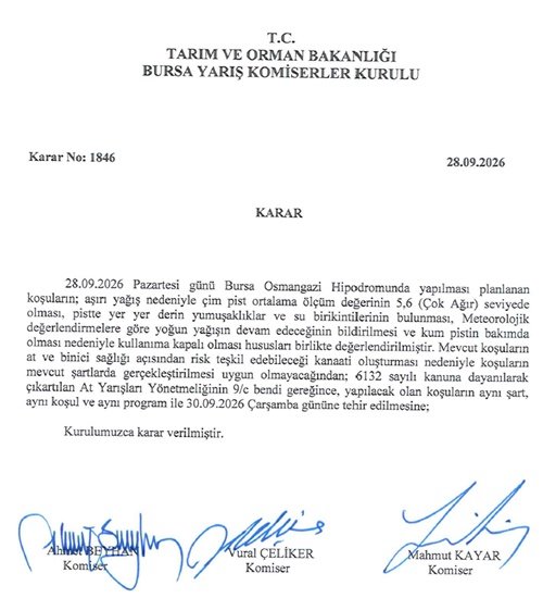 Bursa yarışları iptal mi? TJKden açıklama!