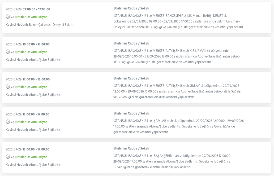 İstanbul elektrik kesintisi 29-30 Eylül BEDAŞ (Bakırköy, Bayrampaşa, Esenyurt, Küçükçekmece, Sarıyer, Beşiktaş, Eyüpsultan, Arnavutköy, Bağcılar, Beylikdüzü, Gaziosmanpaşa, Avcılar, Başakşehir planlı kesinti)