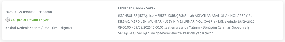 İstanbul elektrik kesintisi 29-30 Eylül BEDAŞ (Bakırköy, Bayrampaşa, Esenyurt, Küçükçekmece, Sarıyer, Beşiktaş, Eyüpsultan, Arnavutköy, Bağcılar, Beylikdüzü, Gaziosmanpaşa, Avcılar, Başakşehir planlı kesinti)