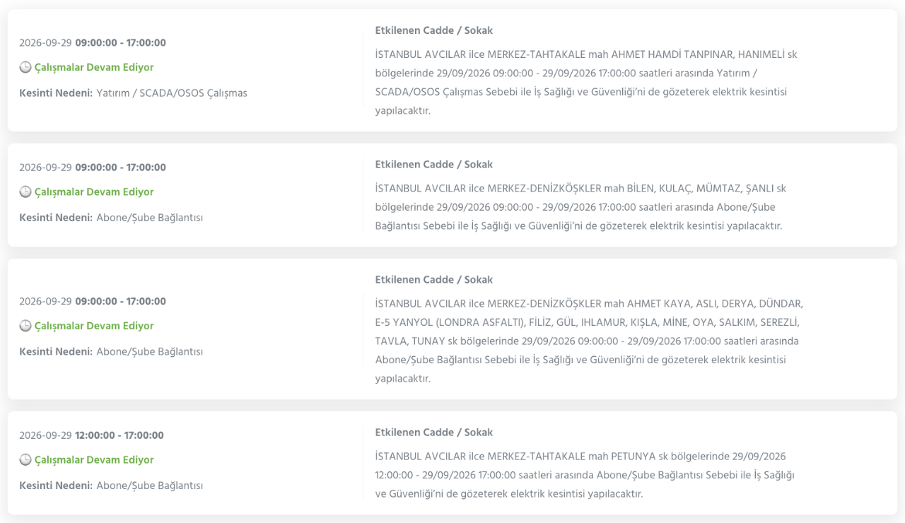 İstanbul elektrik kesintisi 29-30 Eylül BEDAŞ (Bakırköy, Bayrampaşa, Esenyurt, Küçükçekmece, Sarıyer, Beşiktaş, Eyüpsultan, Arnavutköy, Bağcılar, Beylikdüzü, Gaziosmanpaşa, Avcılar, Başakşehir planlı kesinti)