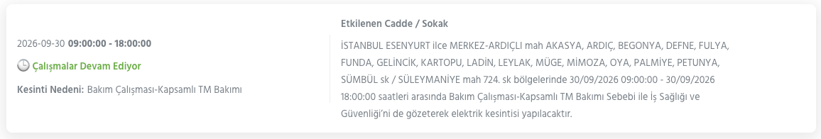 İstanbul elektrik kesintisi 29-30 Eylül BEDAŞ (Bakırköy, Bayrampaşa, Esenyurt, Küçükçekmece, Sarıyer, Beşiktaş, Eyüpsultan, Arnavutköy, Bağcılar, Beylikdüzü, Gaziosmanpaşa, Avcılar, Başakşehir planlı kesinti)