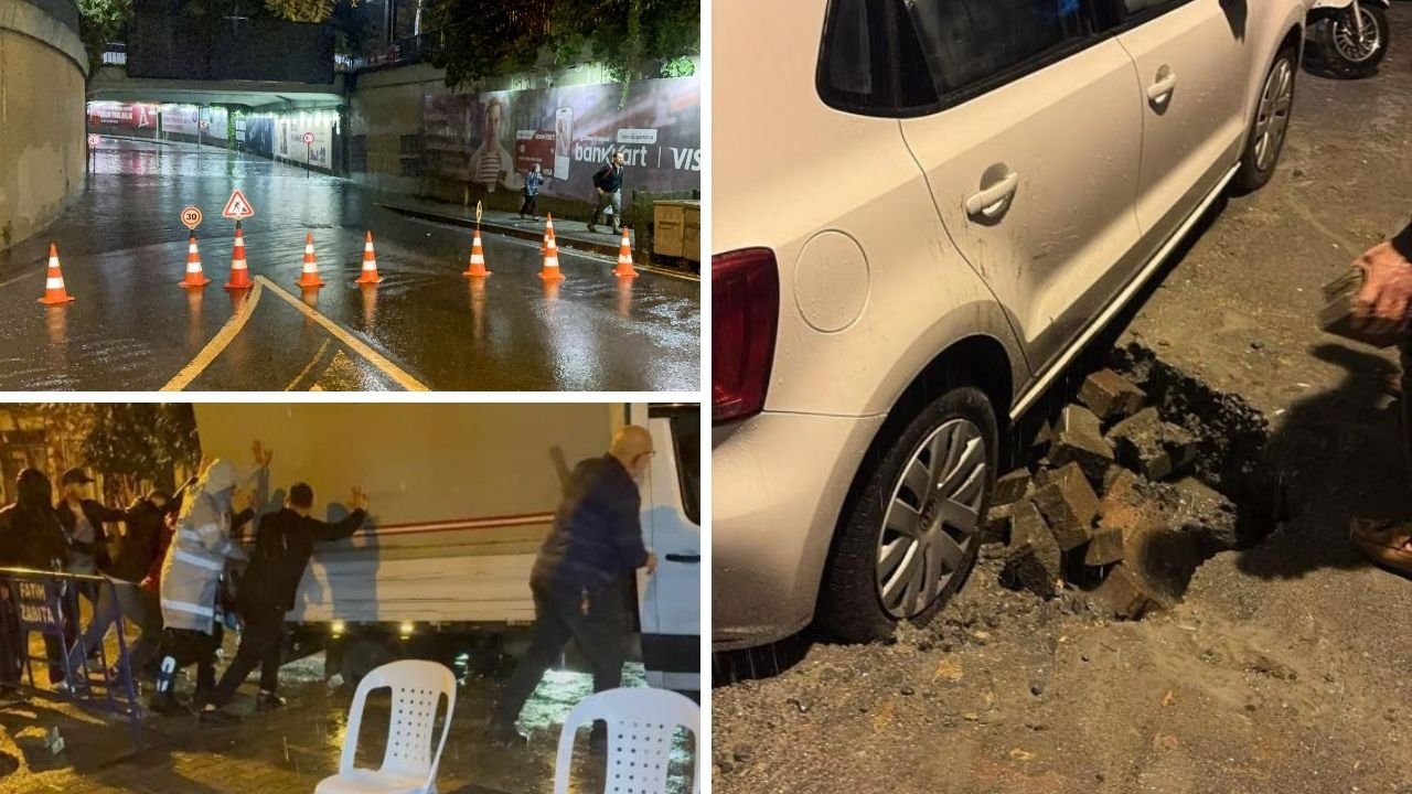 İstanbul'da sağanak yağış etkili oldu! Yol çöktü, alt geçidi su bastı