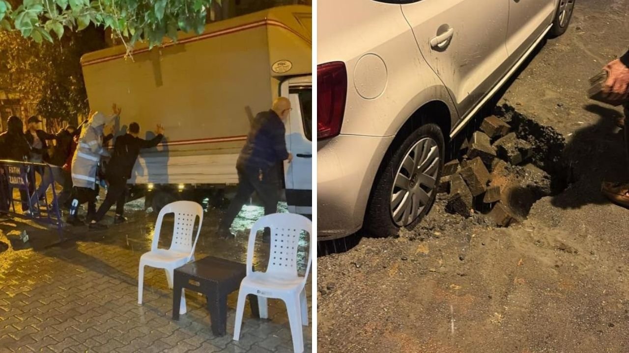 İstanbulda sağanak yağış etkili oldu! Yol çöktü, alt geçidi su bastı