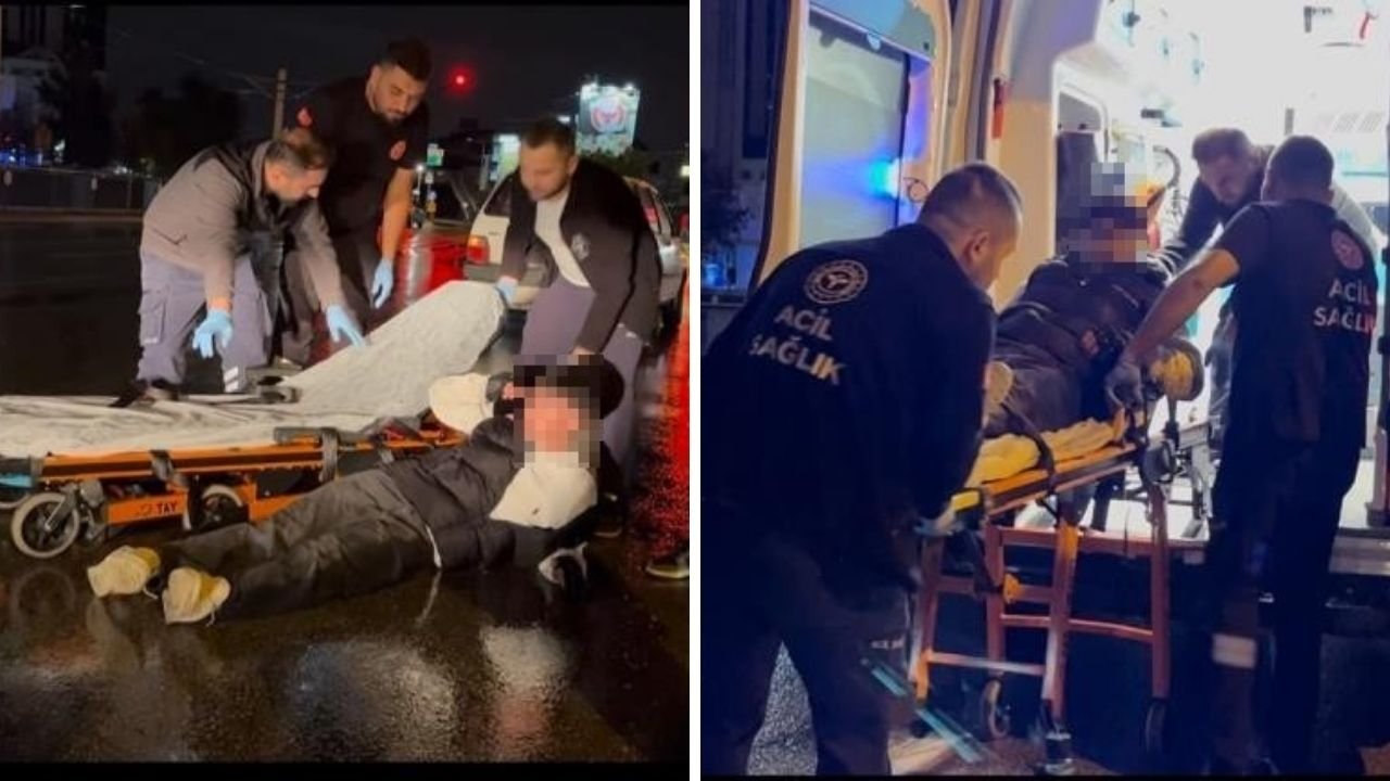 Yağışlı havada motosikletten düştü! Rahatlığı dikkat çekti