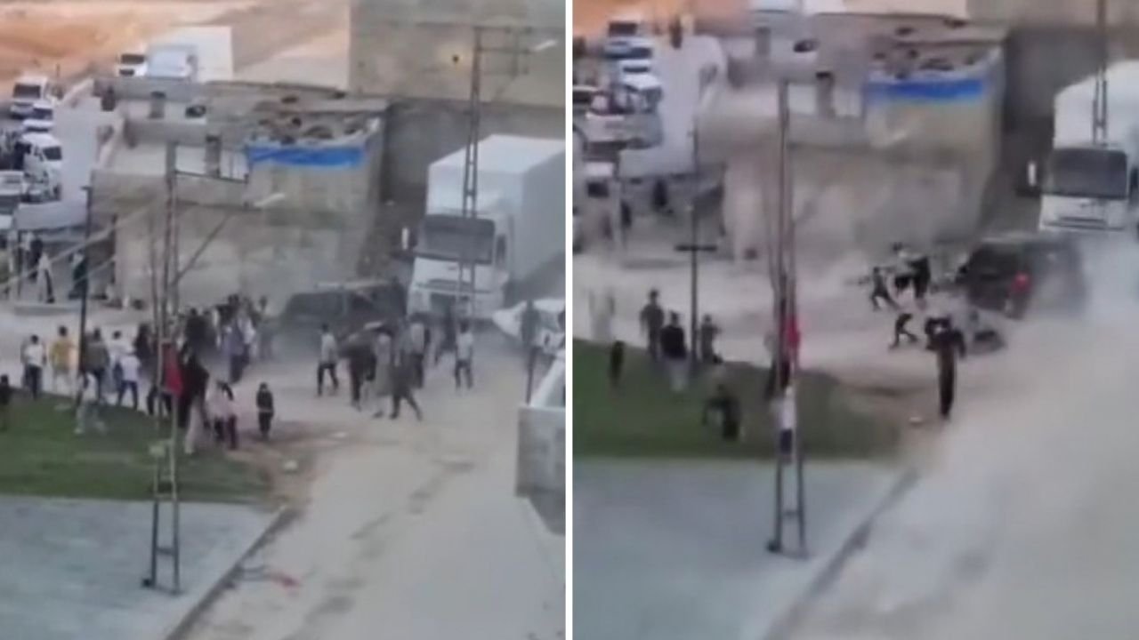 Gaziantep'te sopalı kavganın yeni görüntüleri! Aracını insanların üzerine sürmüş