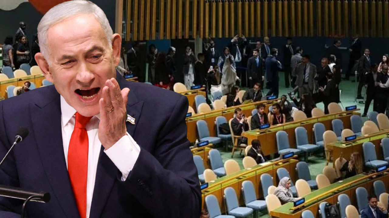 Kuzey Kore, boş salona konuşan Netanyahu'yu manşete taşıdı: Katil canavar rezil oldu