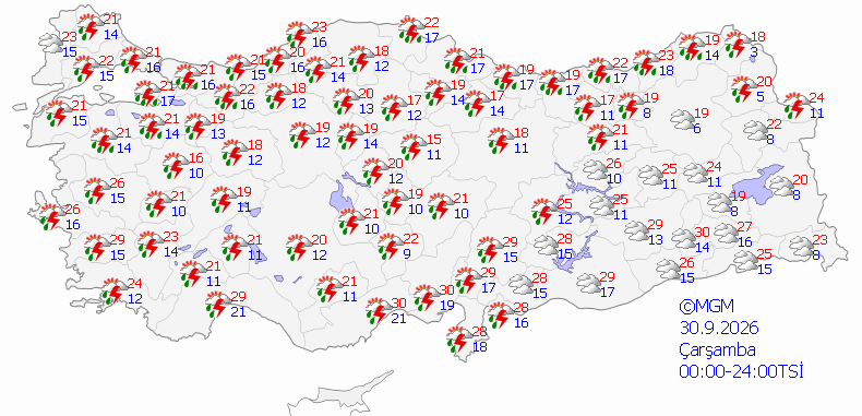 Yarın hava yağmurlu mu? 30 Eylül Çarşamba hava durumu