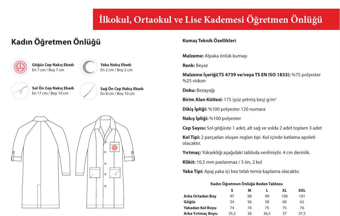 Öğretmen önlüğünde standartlar belirlendi, örnekler paylaşıldı! İlkokul, ortaokul ve lise kademesi öğretmen önlükleri