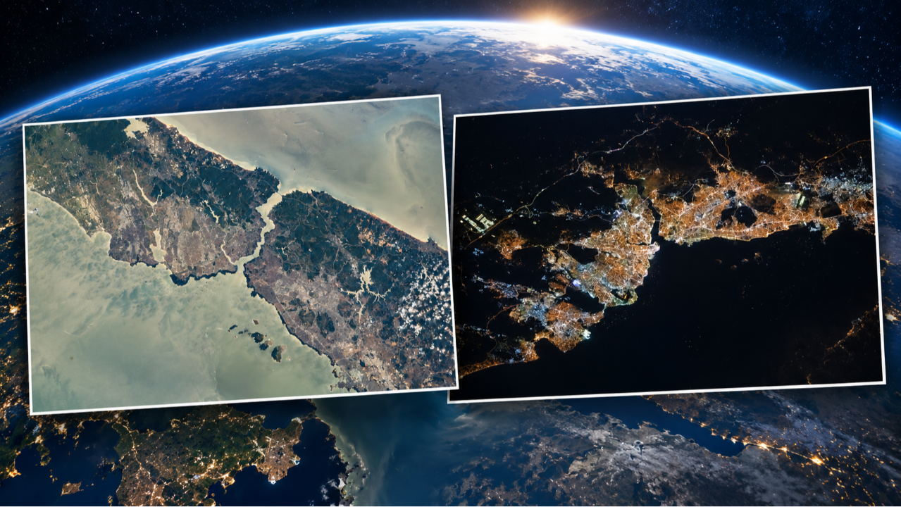NASA'dan İstanbul'un büyüleyen görüntüleri! Gece ve gündüz uzaydan böyle göründü
