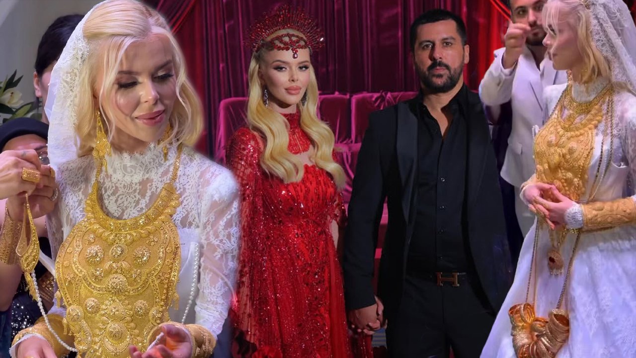 Çağla Öz’ün düğününde gösterişin dozu kaçtı! Altın takacak yer bırakmadılar