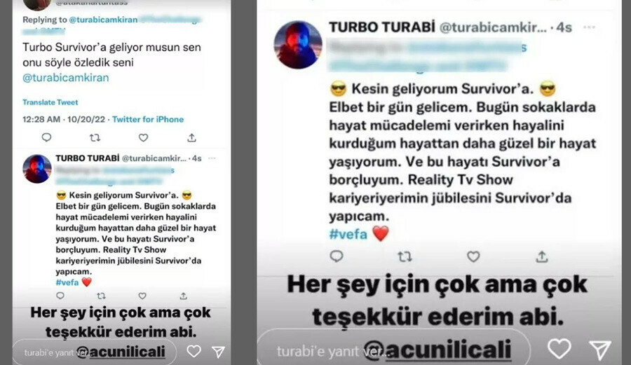 Survivor’a mı katılıyor? Turbo Turabi, Acun Ilıcalı’ya teşekkür edip açıkladı