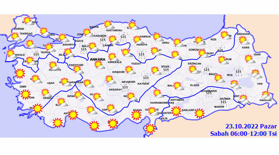 Meteoroloji’den 6 bölge için uyarı: Sis ve puslanmaya dikkat! (23 Ekim Pazar hava durumu)