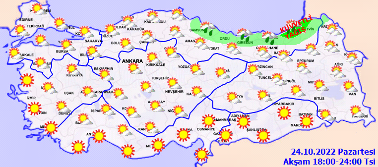 Meteoroloji’den sağanak uyarısı: Kuvvetli geliyor (24 Ekim 2022 hava durumu)
