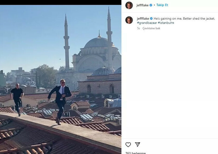 ABD Büyükelçisi Flake'ten Kapalıçarşı'nın çatısında James Bond koşusu ABD Büyükelçisi Flake'ten Kapalıçarşı'nın çatısında James Bond koşusu