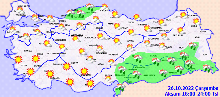 Meteoroloji’den 3 bölgeye uyarı: Sağanak kuvvetli vuracak (26 Ekim 2022 hava durumu)
