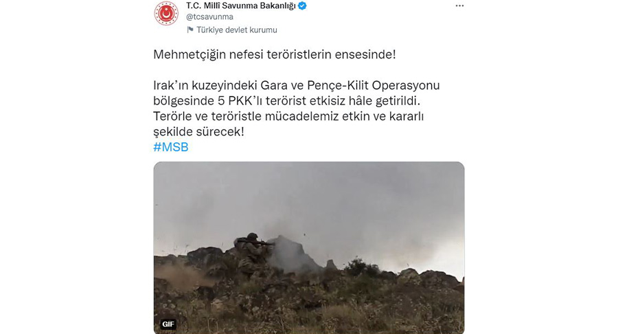 Gara ve Pençe-Kilit Operasyonu bölgesinde 5 terörist etkisiz hale getirildi