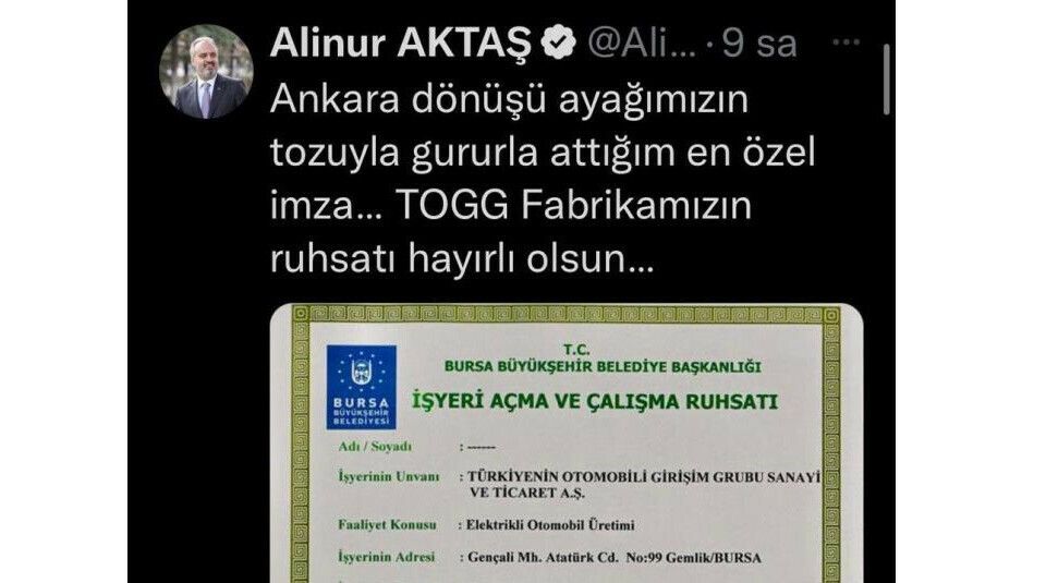 TOGG Otomobil Fabrikası ruhsatına kavuştu!  TOGG Otomobil Fabrikası ruhsatına kavuştu!