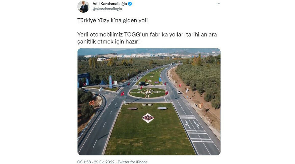 Bakan Karaismailoğlu’ndan Togg paylaşımı: Yollar tarihi anlar için hazır