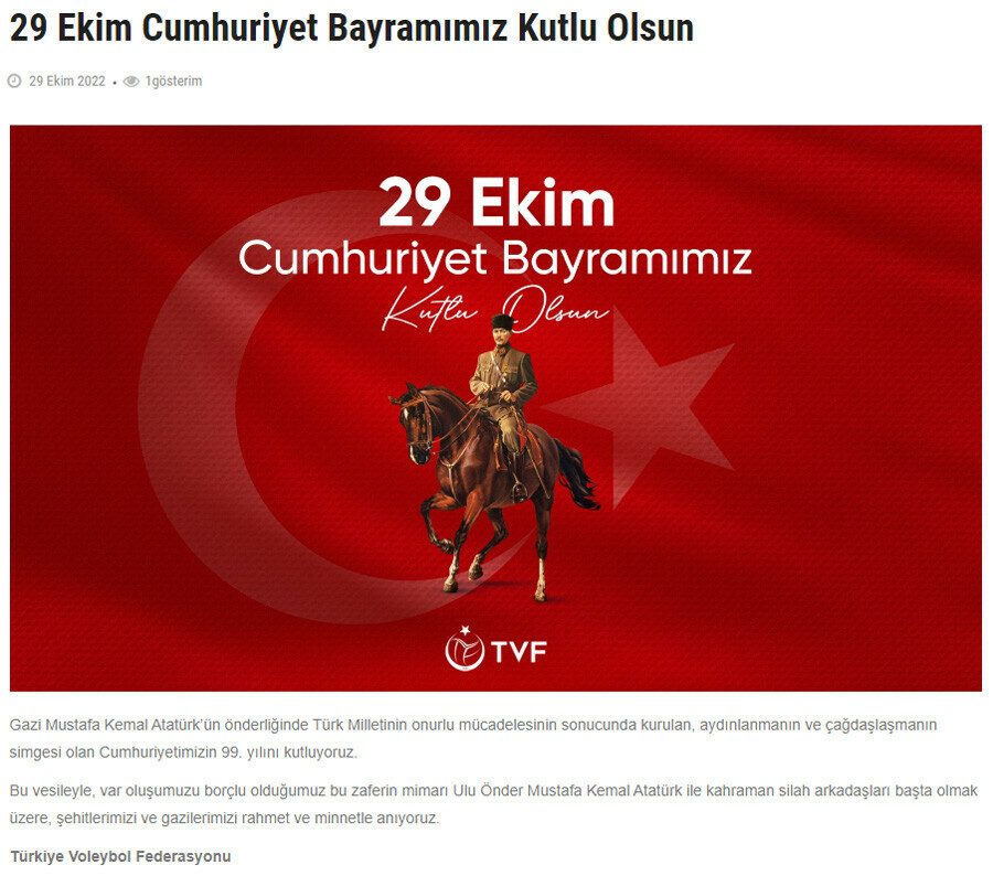 Spor camiasından 29 Ekim Cumhuriyet Bayramı mesajları Spor camiasından 29 Ekim Cumhuriyet Bayramı mesajları