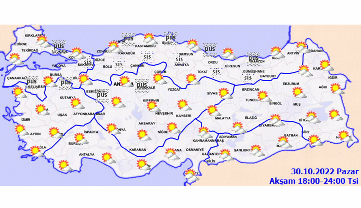 Meteoroloji’den Marmara'ya ve birçok ile sis uyarısı! (30 Ekim 2022 Pazar hava durumu raporu)