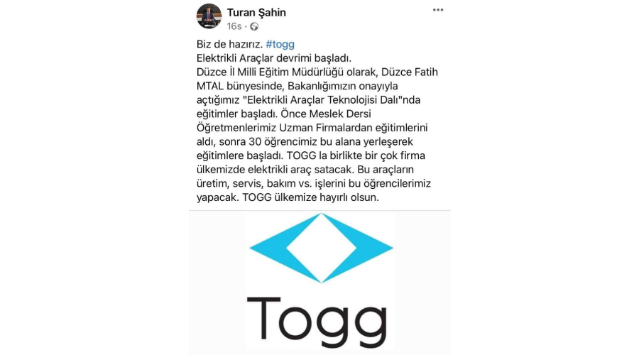 Yerli otomobil Togg’un ustaları Düzce'de yetişecek: Eğitimler başladı Yerli otomobil Togg’un ustaları Düzce'de yetişecek: Eğitimler başladı