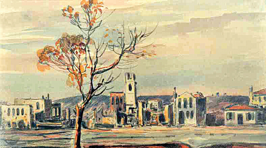 Siperde çizilen resimler sergide