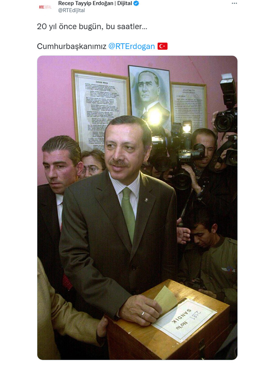 AK Parti'nin iktidar yolculuğu 2181 numaralı sandıkla başladı Cumhurbaşkanı Erdoğan'dan 3 Kasım 2022 paylaşımı AK Parti'nin iktidar yolculuğu 2181 numaralı sandıkla başladı Cumhurbaşkanı Erdoğan'dan 3 Kasım 2022 paylaşımı