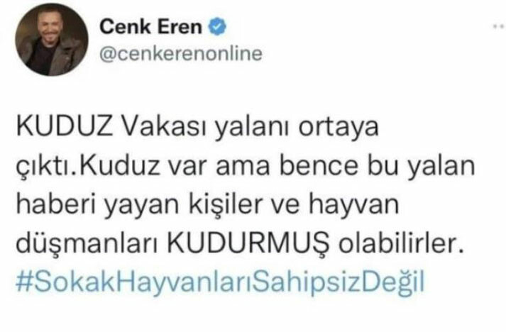 Köpeğin ısırdığı çocuğun kuduz olduğuna inanmayan Cenk Eren açıklamasıyla pes dedirtti Köpeğin ısırdığı çocuğun kuduz olduğuna inanmayan Cenk Eren açıklamasıyla pes dedirtti
