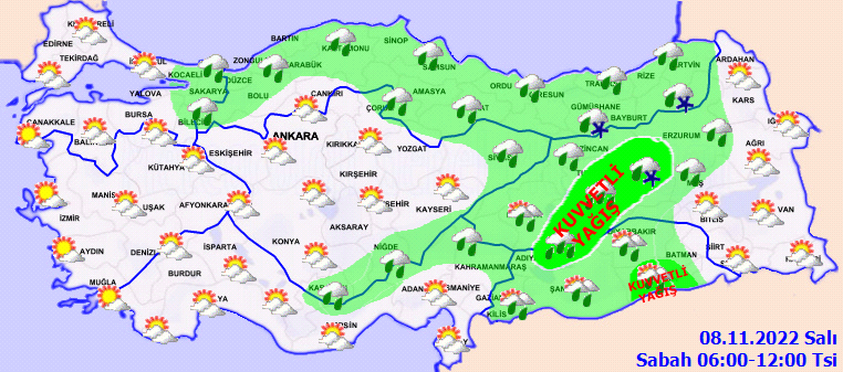 Sıcak havalar ülkeyi tamamen terk ediyor! Meteoroloji uyardı 'kuvvetli vuracak': Sağanak, kar ve karla karışık yağmur bekleniyor (8 Kasım 2022 hava durumu)