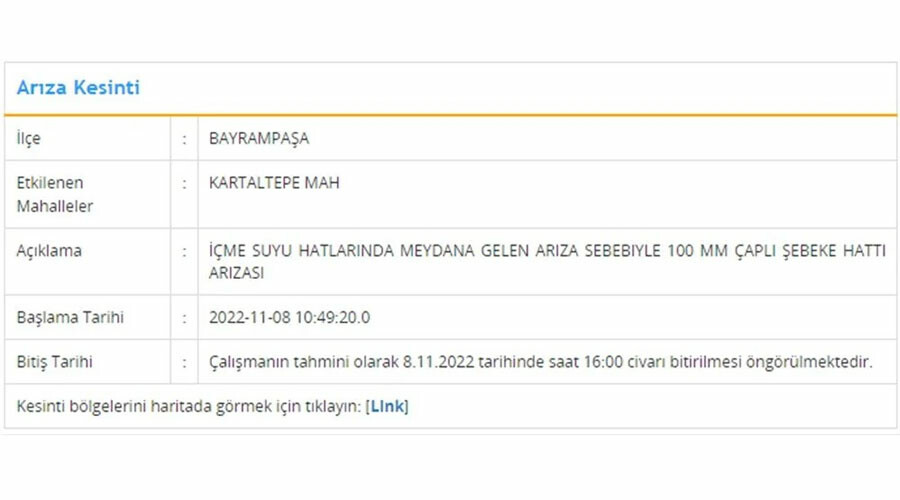 İstanbul’da 7 ilçede 8 saate varan su kesintisi! Sular hangi ilçelerde kesilecek?  (8 Kasım İSKİ arıza-kesinti listesi) İstanbul’da 7 ilçede 8 saate varan su kesintisi! Sular hangi ilçelerde kesilecek?  (8 Kasım İSKİ arıza-kesinti listesi)