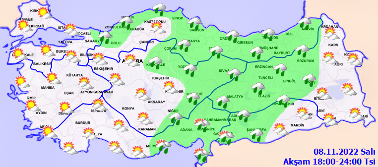Sıcak havalar ülkeyi tamamen terk ediyor! Meteoroloji uyardı 'kuvvetli vuracak': Sağanak, kar ve karla karışık yağmur bekleniyor (8 Kasım 2022 hava durumu)