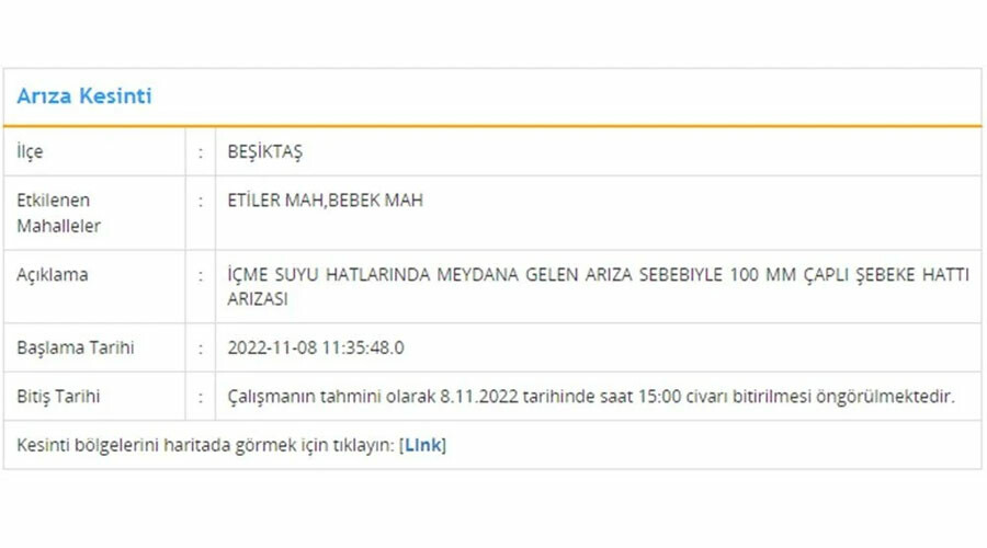 İstanbul’da 7 ilçede 8 saate varan su kesintisi! Sular hangi ilçelerde kesilecek?  (8 Kasım İSKİ arıza-kesinti listesi) İstanbul’da 7 ilçede 8 saate varan su kesintisi! Sular hangi ilçelerde kesilecek?  (8 Kasım İSKİ arıza-kesinti listesi)