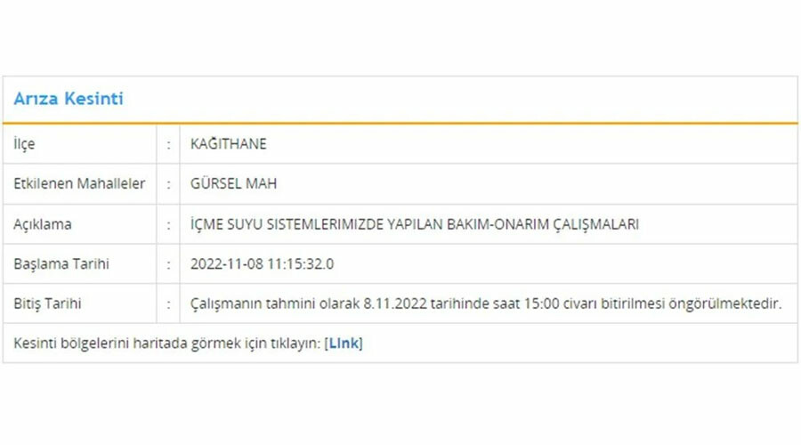 İstanbul’da 7 ilçede 8 saate varan su kesintisi! Sular hangi ilçelerde kesilecek?  (8 Kasım İSKİ arıza-kesinti listesi) İstanbul’da 7 ilçede 8 saate varan su kesintisi! Sular hangi ilçelerde kesilecek?  (8 Kasım İSKİ arıza-kesinti listesi)
