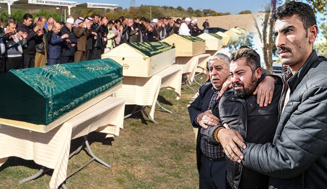 Bursa’da acı tablo: 9 tabut yan yana dizildi, göz yaşları sel oldu