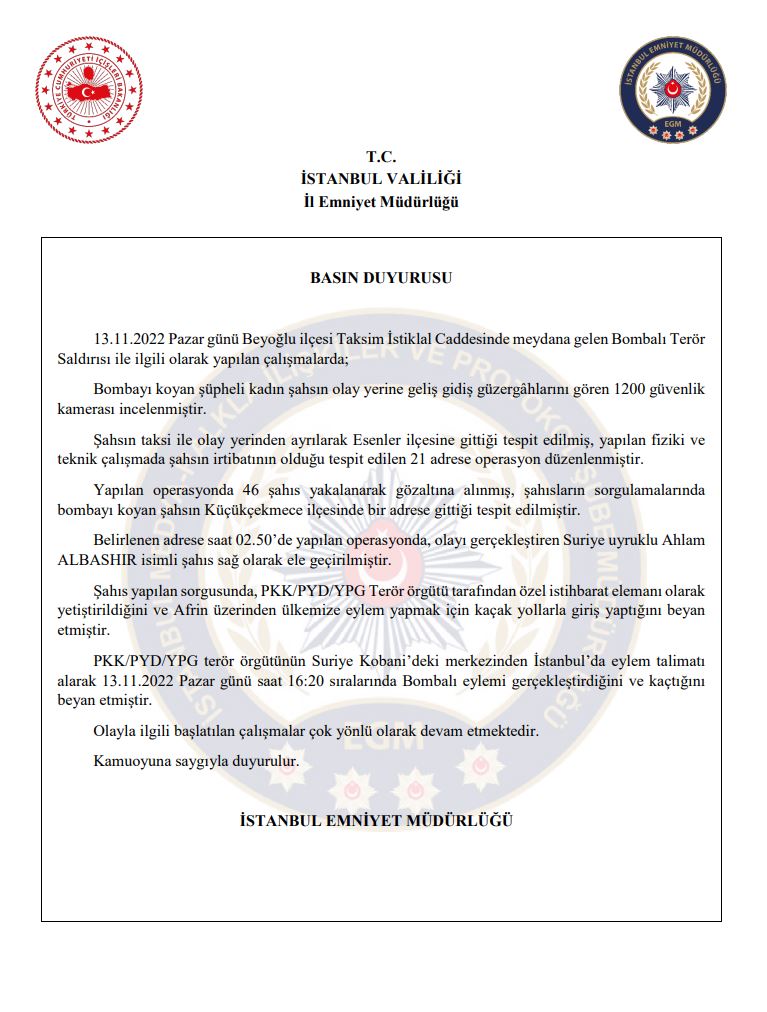 Son dakika: Emniyet teröristin kimliğini açıkladı: Suriye uyruklu Ahlam Albashır