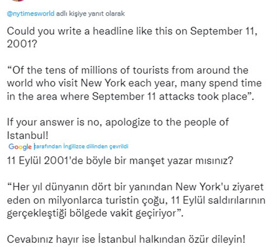 New York Times’tan skandal başlık: Taksim’deki saldırıyı ‘turizm’ vurgusuyla servis etti, sosyal medya ayağa kalktı! New York Times’tan skandal başlık: Taksim’deki saldırıyı ‘turizm’ vurgusuyla servis etti, sosyal medya ayağa kalktı!