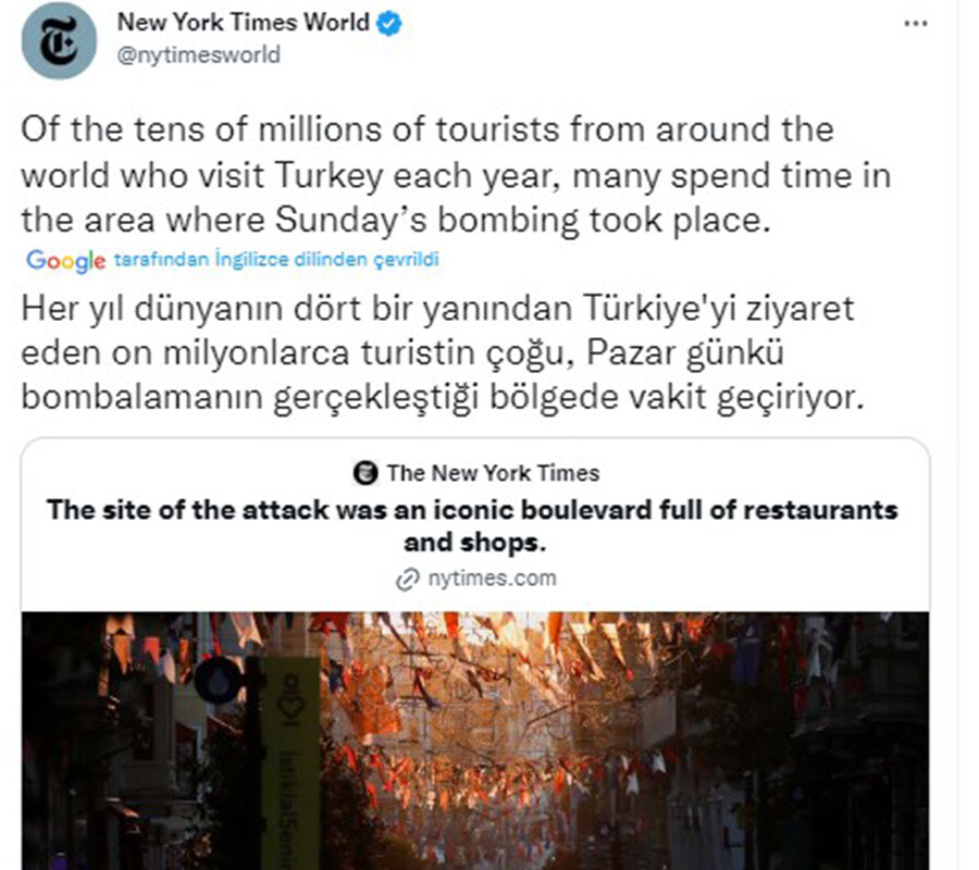 New York Times’tan skandal başlık: Taksim’deki saldırıyı ‘turizm’ vurgusuyla servis etti, sosyal medya ayağa kalktı! New York Times’tan skandal başlık: Taksim’deki saldırıyı ‘turizm’ vurgusuyla servis etti, sosyal medya ayağa kalktı!
