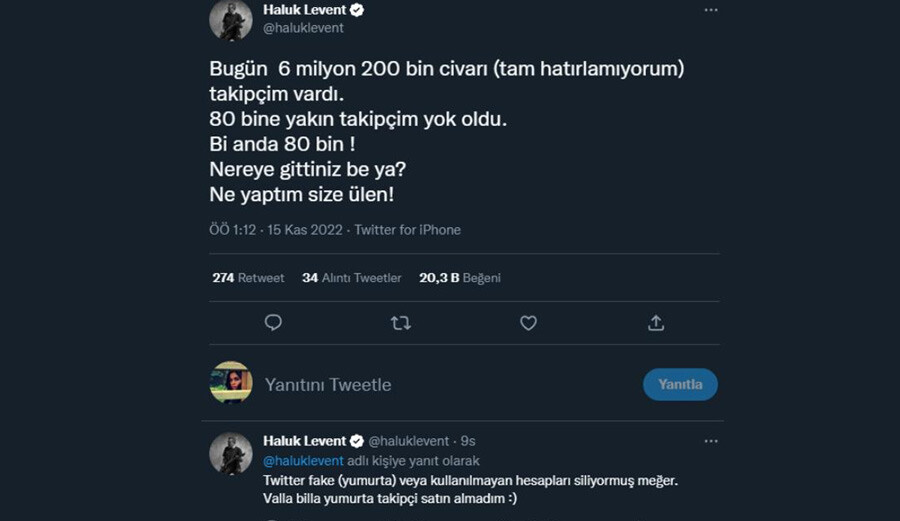 80 bin Twitter takipçisini kaybeden Haluk Levent isyan etti: “Ne yaptım size ülen?” 80 bin Twitter takipçisini kaybeden Haluk Levent isyan etti: “Ne yaptım size ülen?”