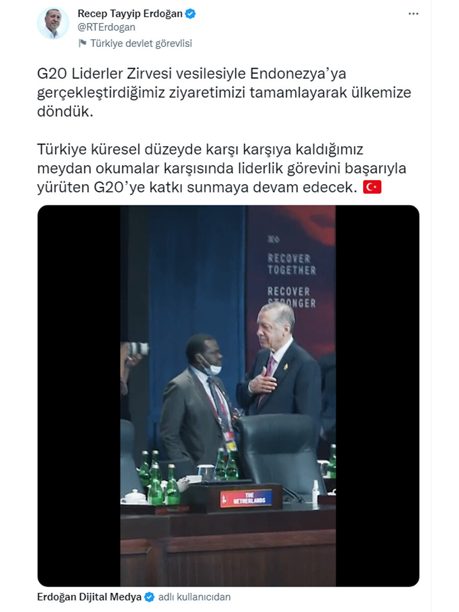 Cumhurbaşkanı Erdoğan'dan G20 mesajı: Türkiye katkı sunmaya devam edecek Cumhurbaşkanı Erdoğan'dan G20 mesajı: Türkiye katkı sunmaya devam edecek