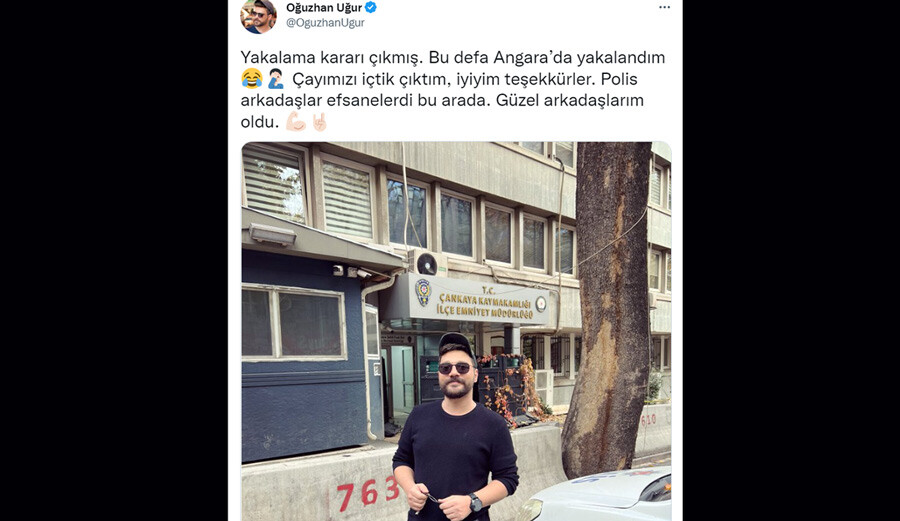 Oğuzhan Uğur emniyetin önünden fotoğrafını paylaştı, gözaltına alındığını duyurdu
