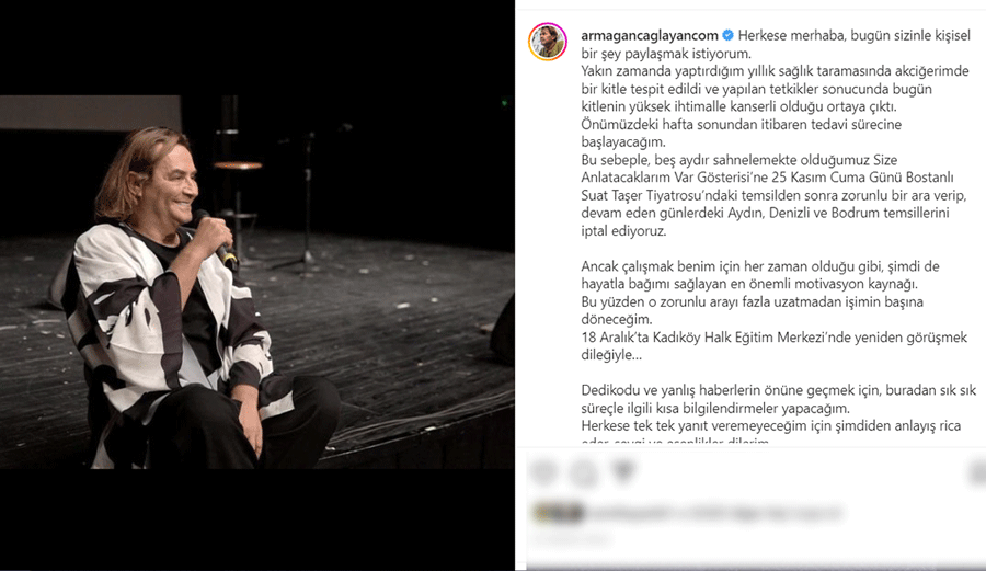 Armağan Çağlayan hastalığını açıkladı: ‘Akciğerimde bir kitle tespit edildi, yüksek ihtimalle kanser…’ Armağan Çağlayan hastalığını açıkladı: ‘Akciğerimde bir kitle tespit edildi, yüksek ihtimalle kanser…’