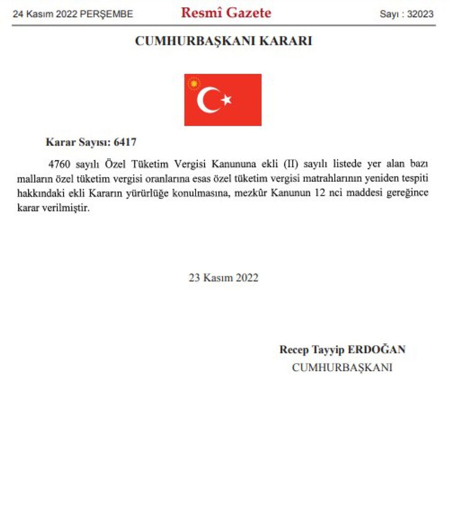 Son dakika: ÖTV matrah düzenlemesi Resmi Gazete'de yayımlandı