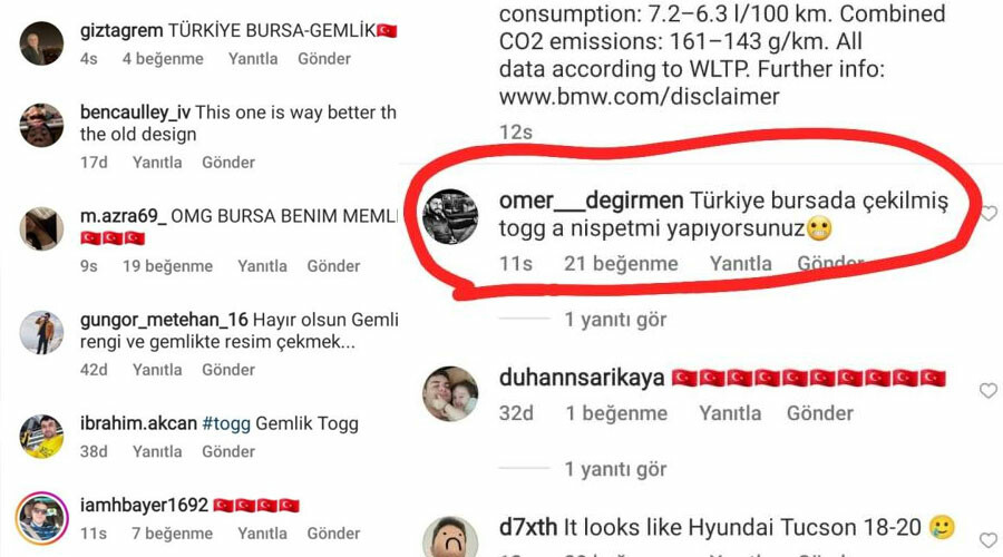 Dünya markası BMW paylaştı, fotoğrafın altı Togg yorumlarıyla doldu