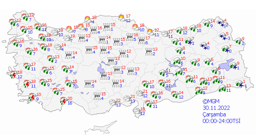 Dikkat! Meteoroloji il il uyardı: Kar, sağanak, sis, pus... (30 Kasım 2022 hava durumu) Dikkat! Meteoroloji il il uyardı: Kar, sağanak, sis, pus... (30 Kasım 2022 hava durumu)