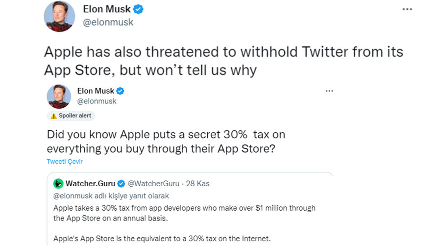 Cupertino'da tarihi görüşme! Elon Musk, Apple ile görüştü: Twitter App Store'dan ayrılacak mı? Yeni açıklama... Cupertino'da tarihi görüşme! Elon Musk, Apple ile görüştü: Twitter App Store'dan ayrılacak mı? Yeni açıklama...