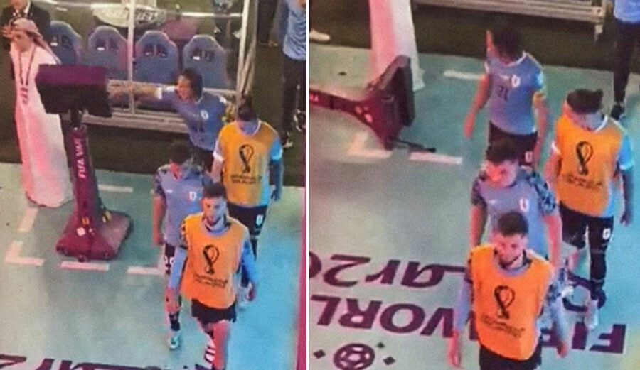 Uruguay elendi, Cavani çıldırdı! Maç sonunda VAR monitörünü devirdi